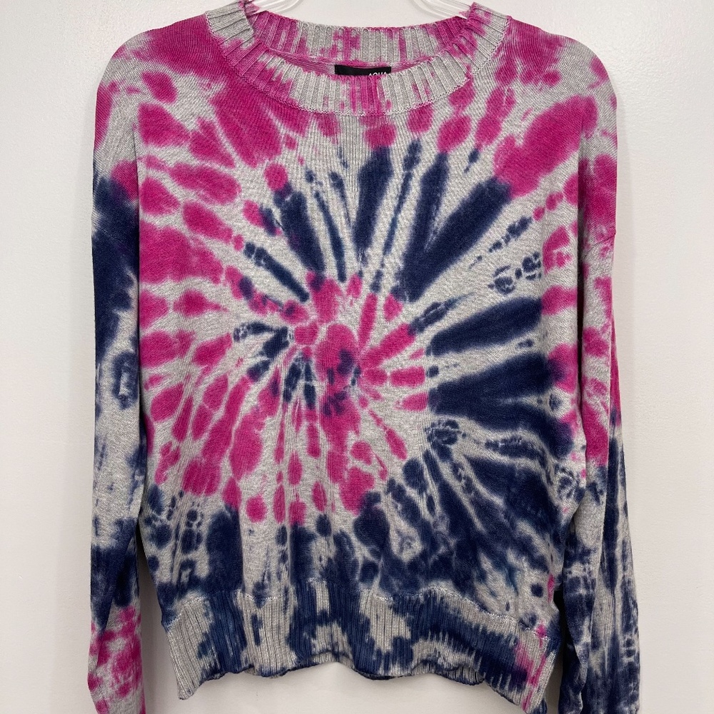 Bloomingdales Aqua Tie Dye Sweater L